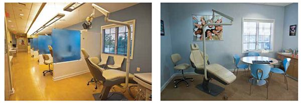 The design aspects of Dr. Bills’ office are a direct representation of his innovative approach to orthodontic treatment. Orthodontic chairs by Dome, Inc., have features for maximum comfort