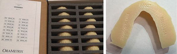 Figure 12: Hard models printed by suresmile sent to the practice. Note each model is labeled by its sequence and carries a patient HRID