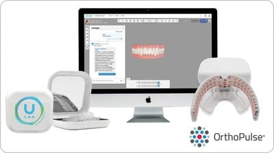 ULab Systems Inc ULab OrthoPulse PR Cover Photo Only Product bundle will include the OrthoPulse device, uAssist concierge service, uSmile aligners and retainers, and custom packaging.
